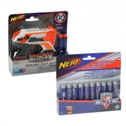 Am billigsten 👍 Nerf Gun Blaster Micro Shots Rough Cut 2x4 + 10 Sonderedition Darts Blau 🌟